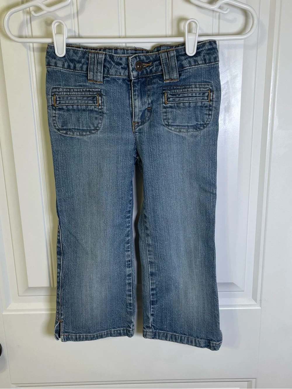 VF Jeanswear Girls 7R Blue Denim Jeans with Front Pocket Detail Y2K Flare Leg
